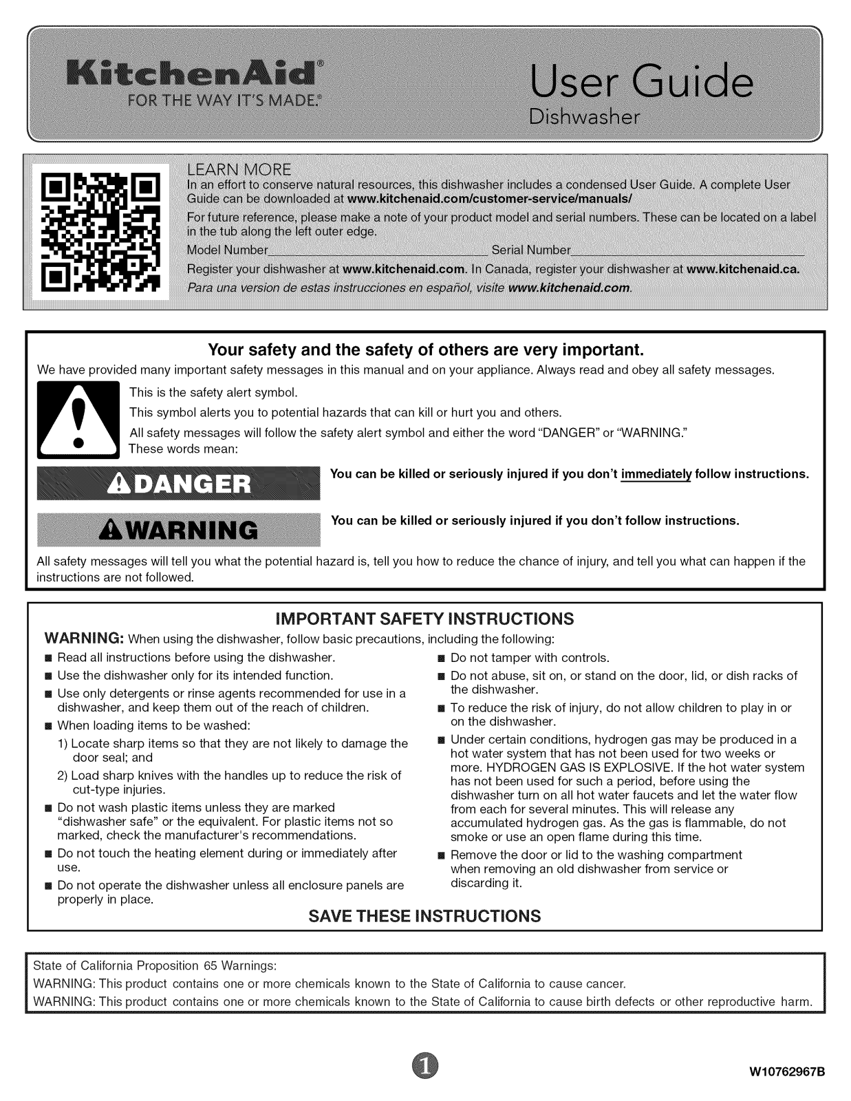 KitchenAid KDTM404ESS0, KDTM404EBL0, KDTM354EBS3, KDTM804ESS0, KDTM704ESS1 Owner’s Manual