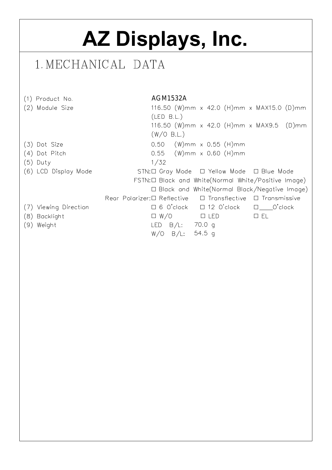 AZDIS AGM1532A-RLYTW-T, AGM1532A-RLYTS-T, AGM1532A-RLYTH-T, AGM1532A-RLYTD-T, AGM1532A-RLYBS-T Datasheet