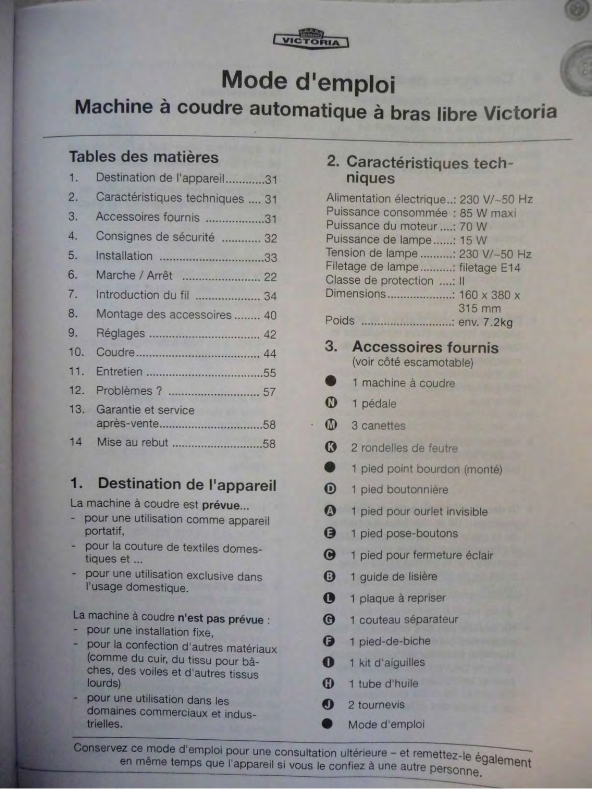 VICTORIA 270E User Manual