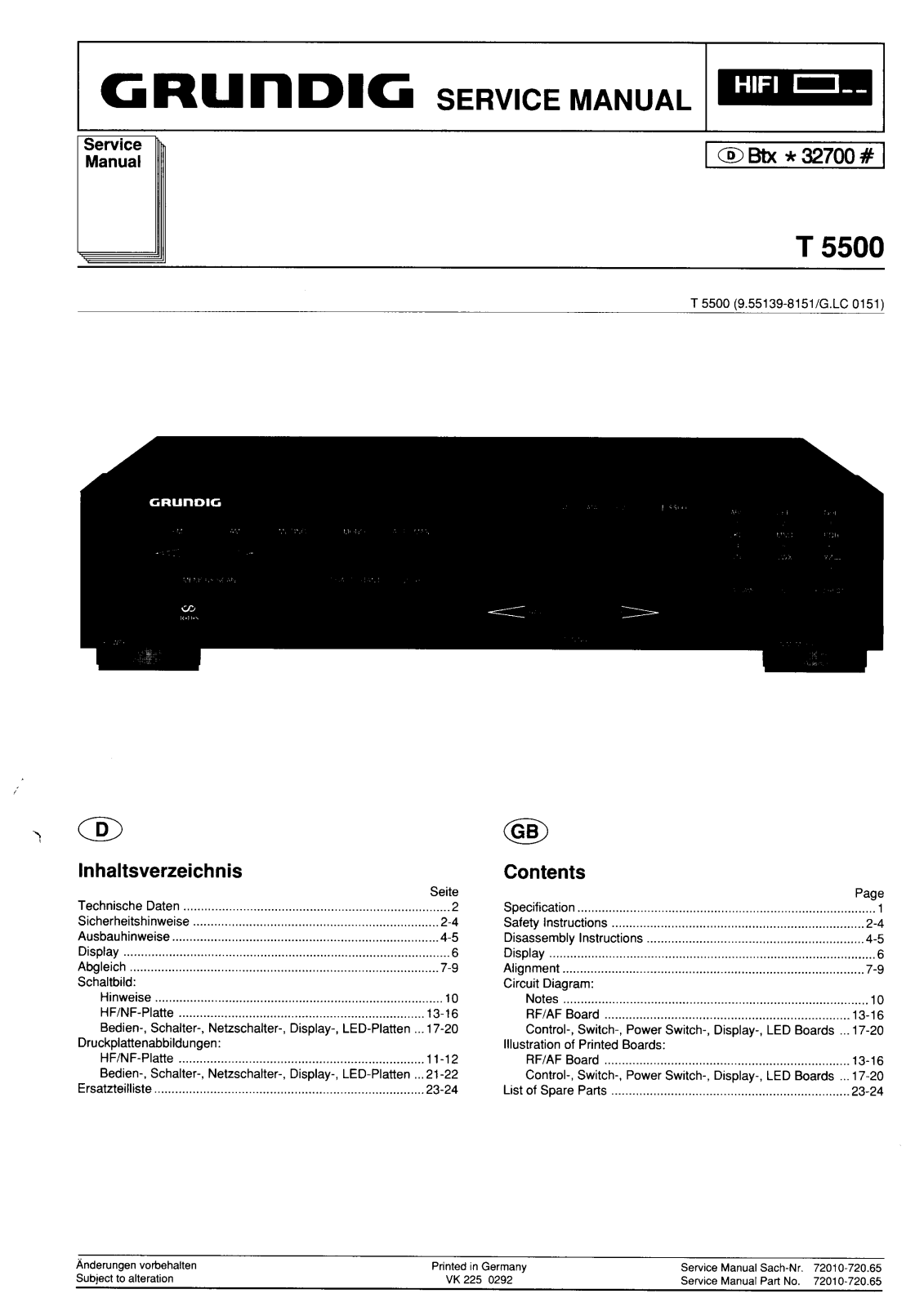 Grundig T-5500 Service manual