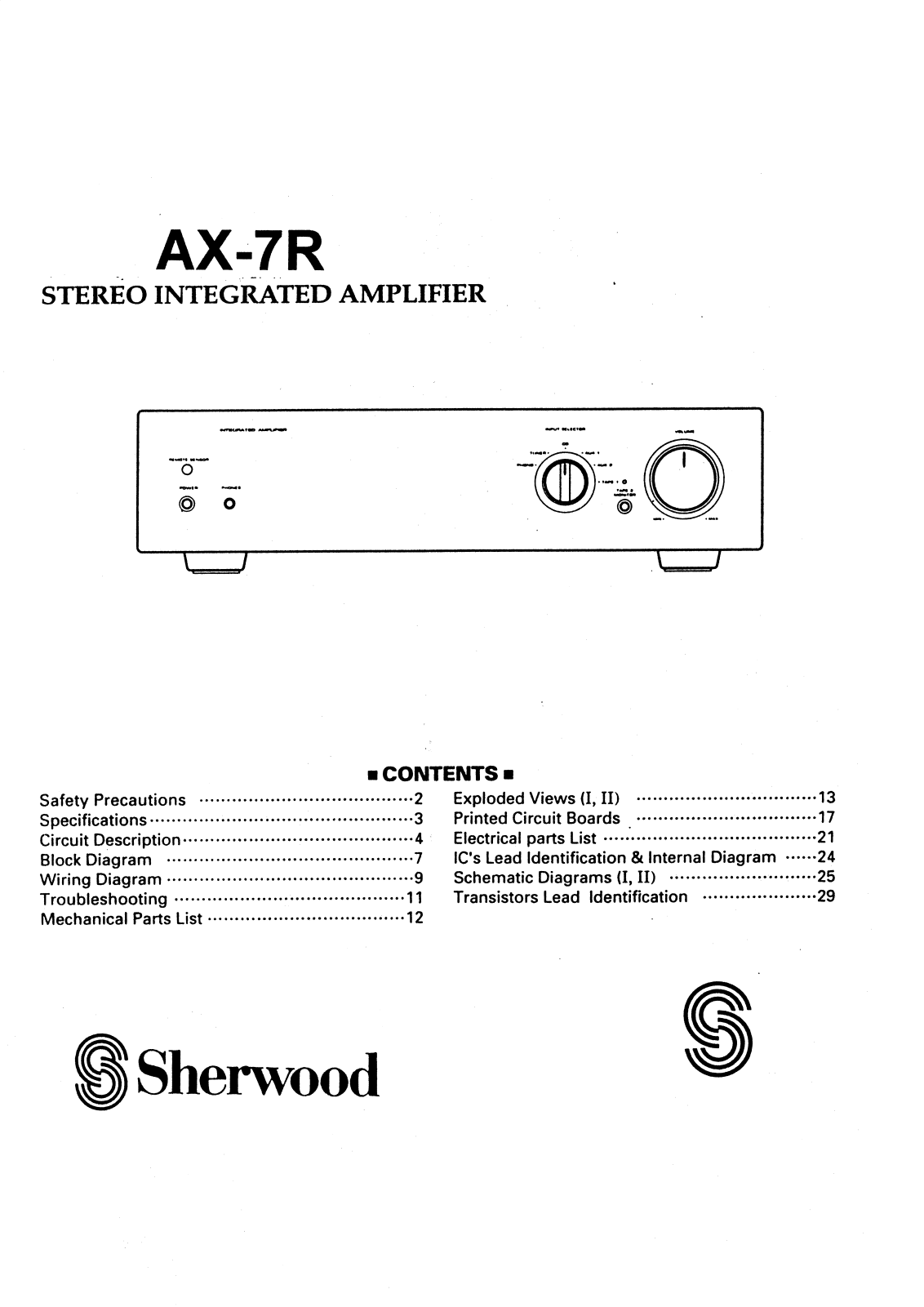 Sherwood AX-7-R Service manual