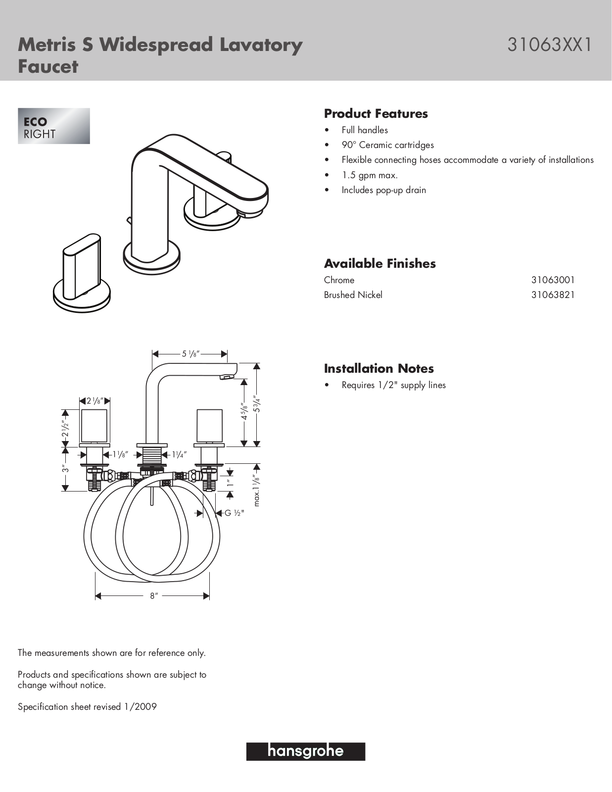 Hans Grohe 31063001, 31063821 User Manual