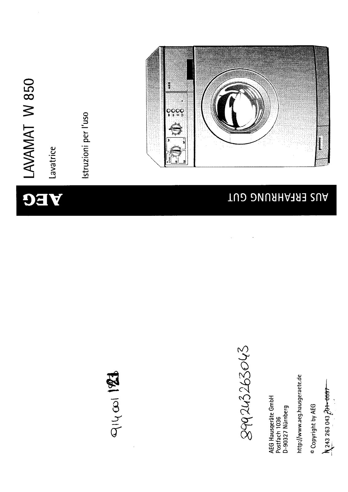 AEG LAVW850 User Manual