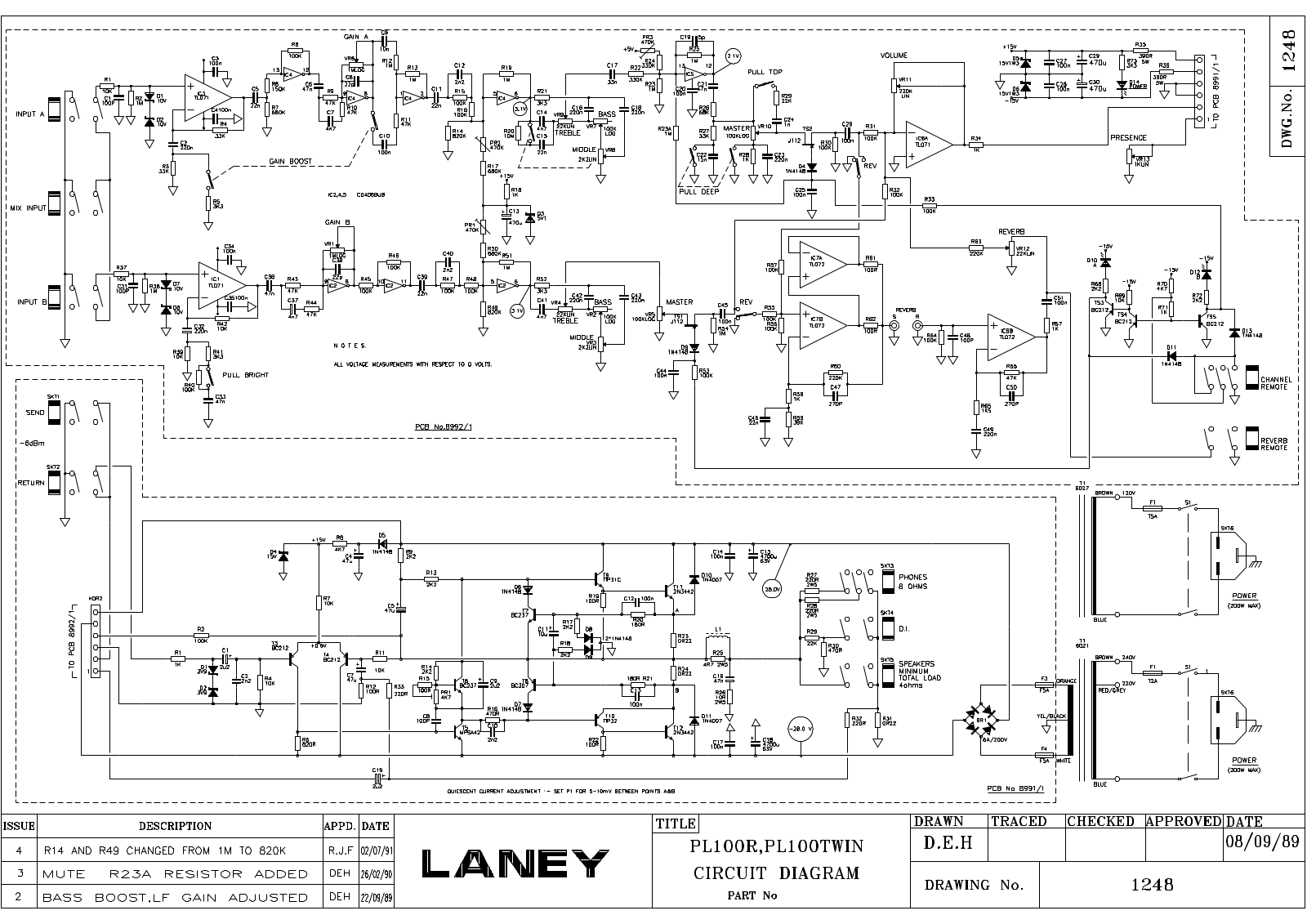 Laney PL100R-1248 Schematic