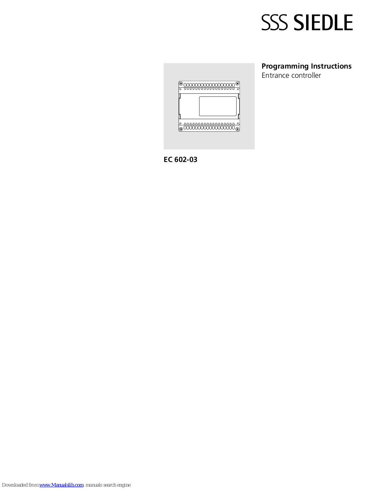 SSS Siedle EC 602-03 Programming Instructions Manual