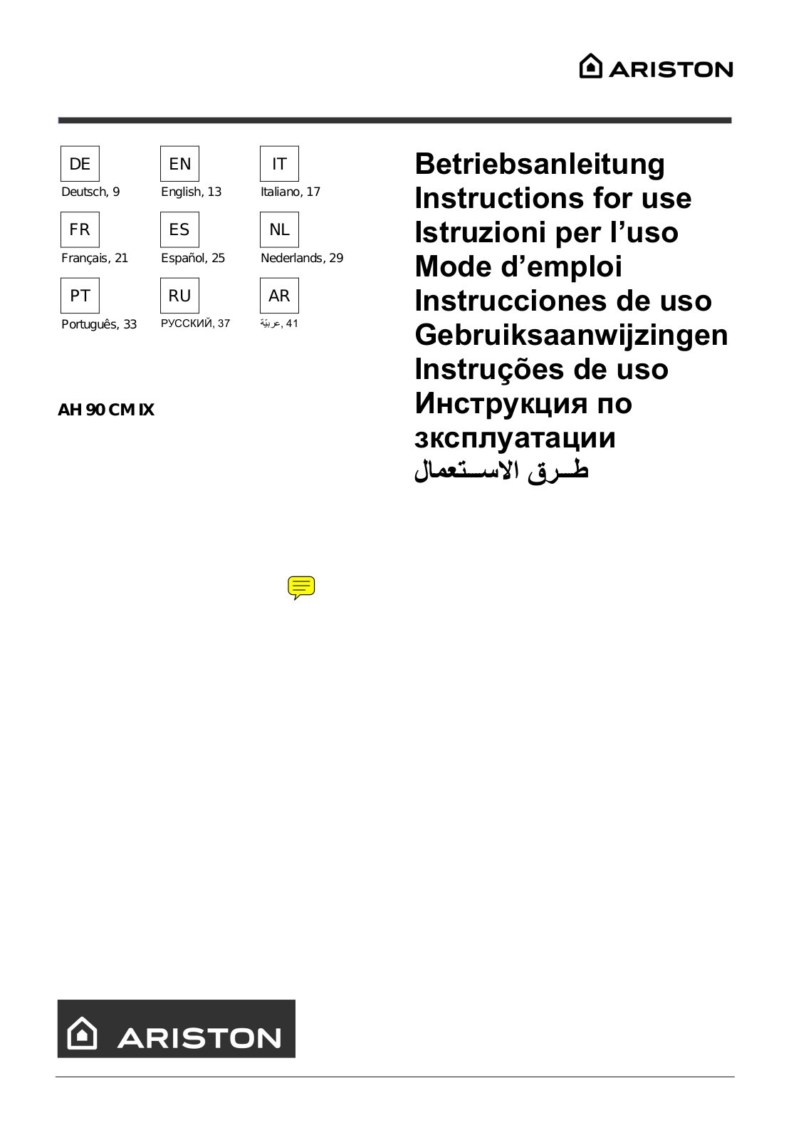 ARISTON AH 90 CM IX User Manual