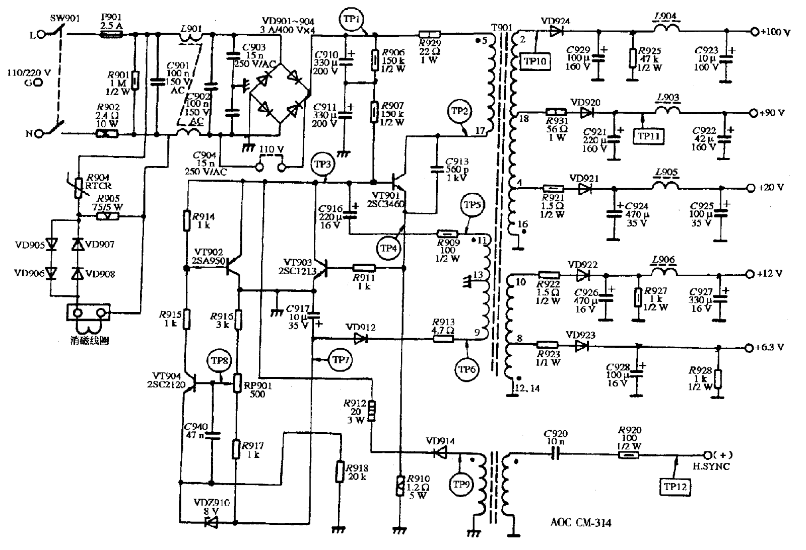 AOC CM314 Schematic