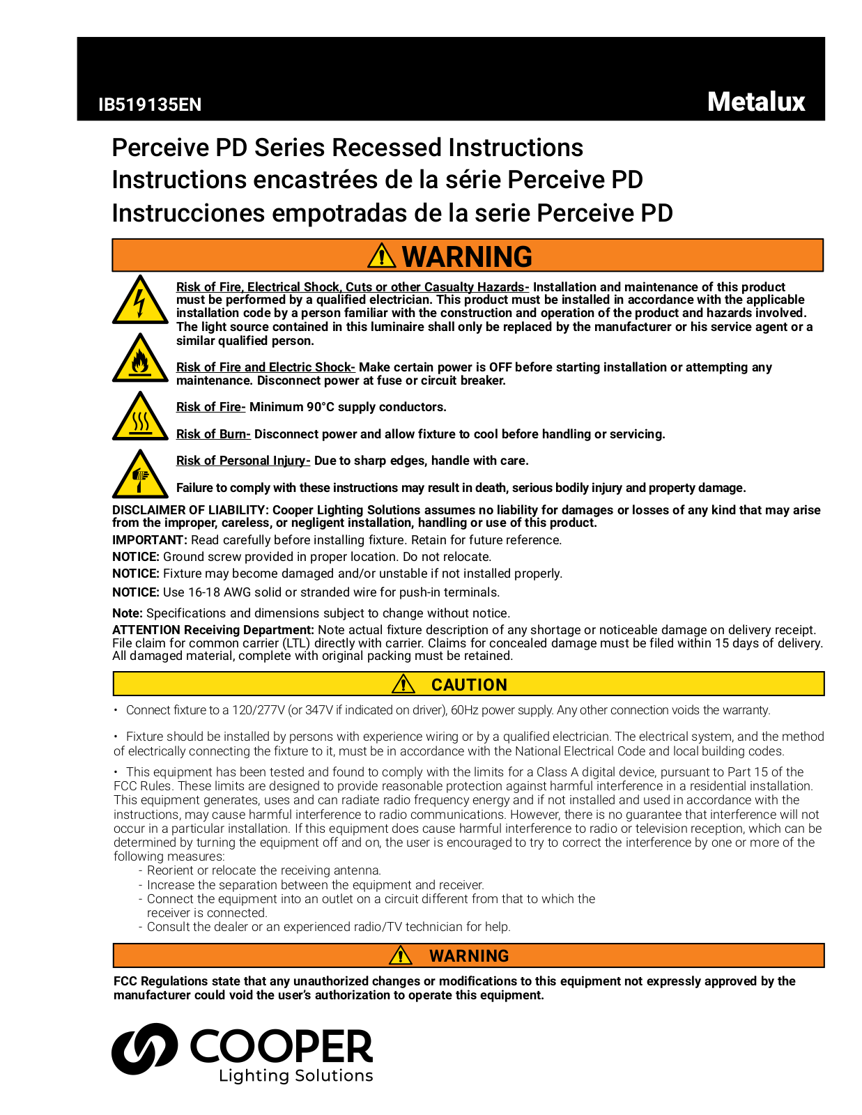 Metalux IB519135EN Instruction Manual