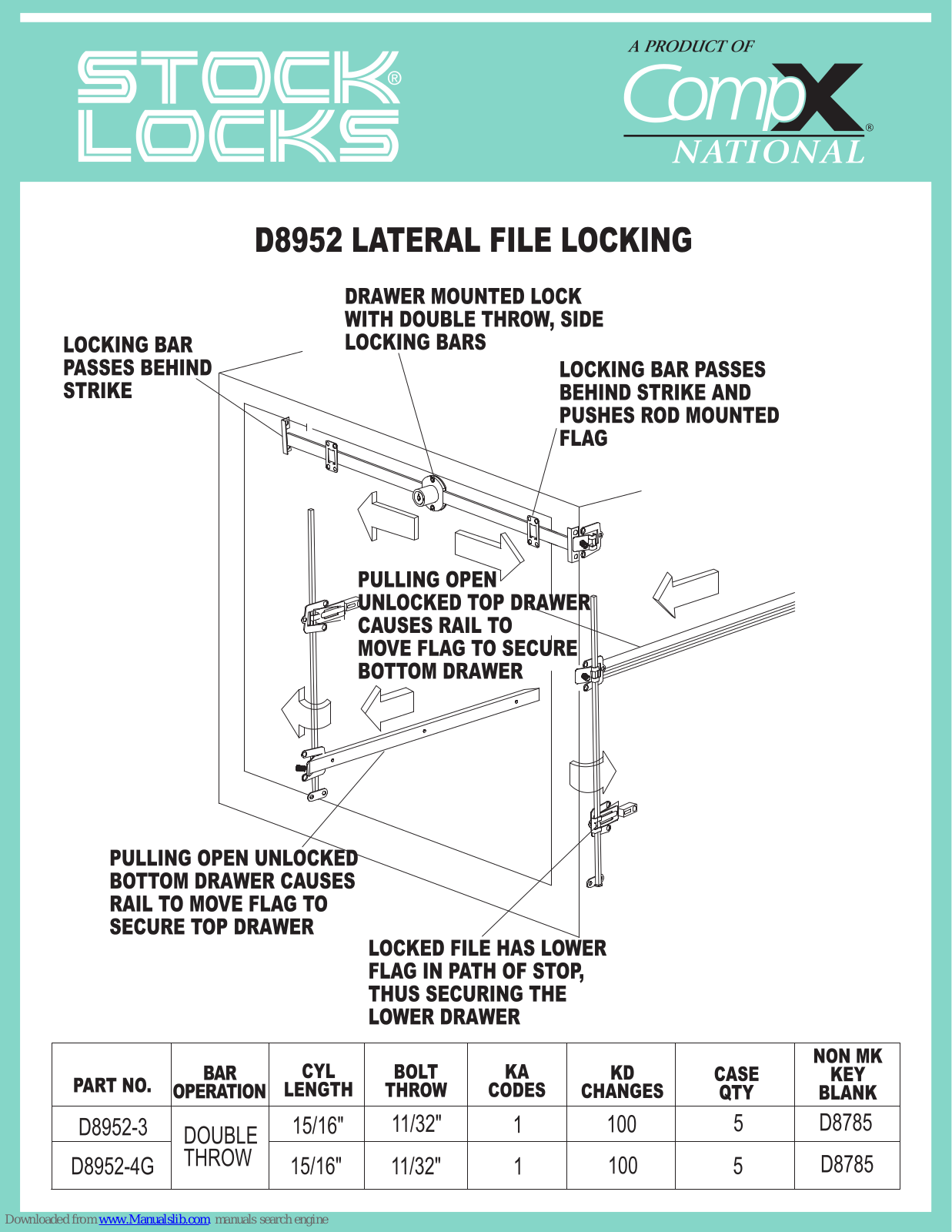 COMPX National D8952, National D8952-3, National D8952-4G Instruction Sheet