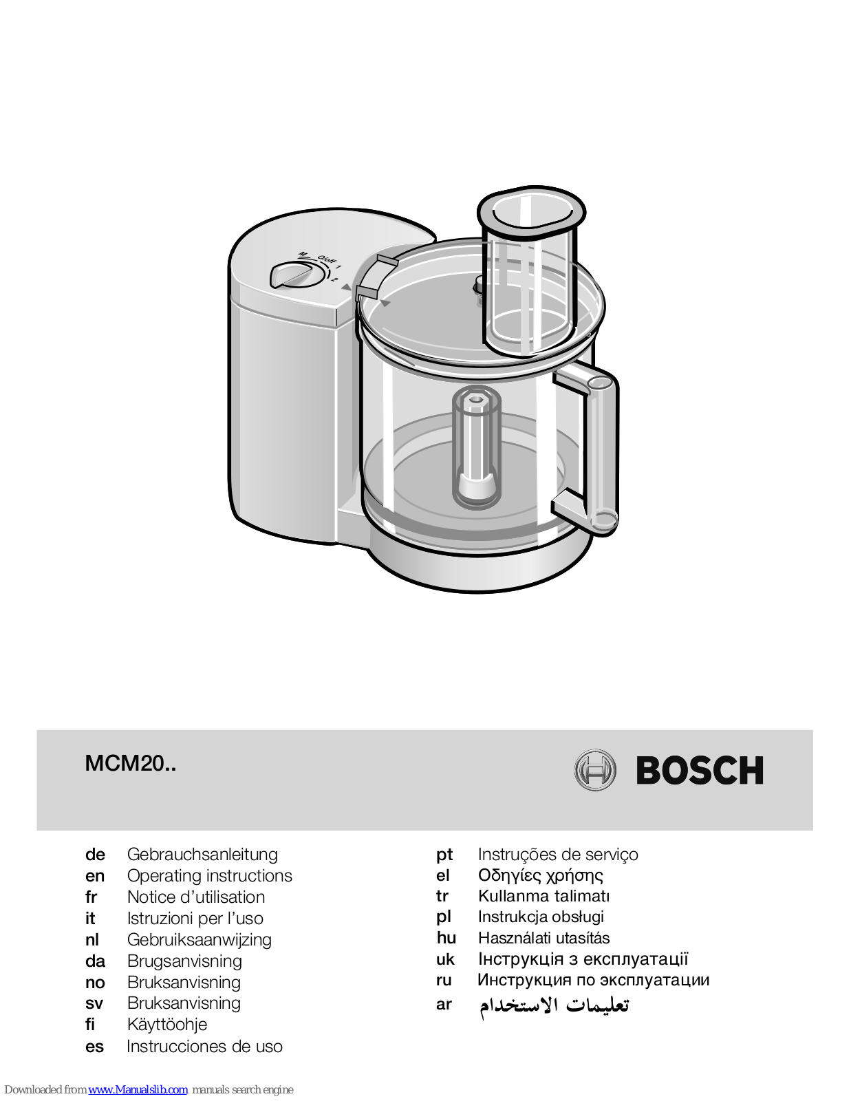 Bosch MCM20 SERIES Operating Instructions Manual