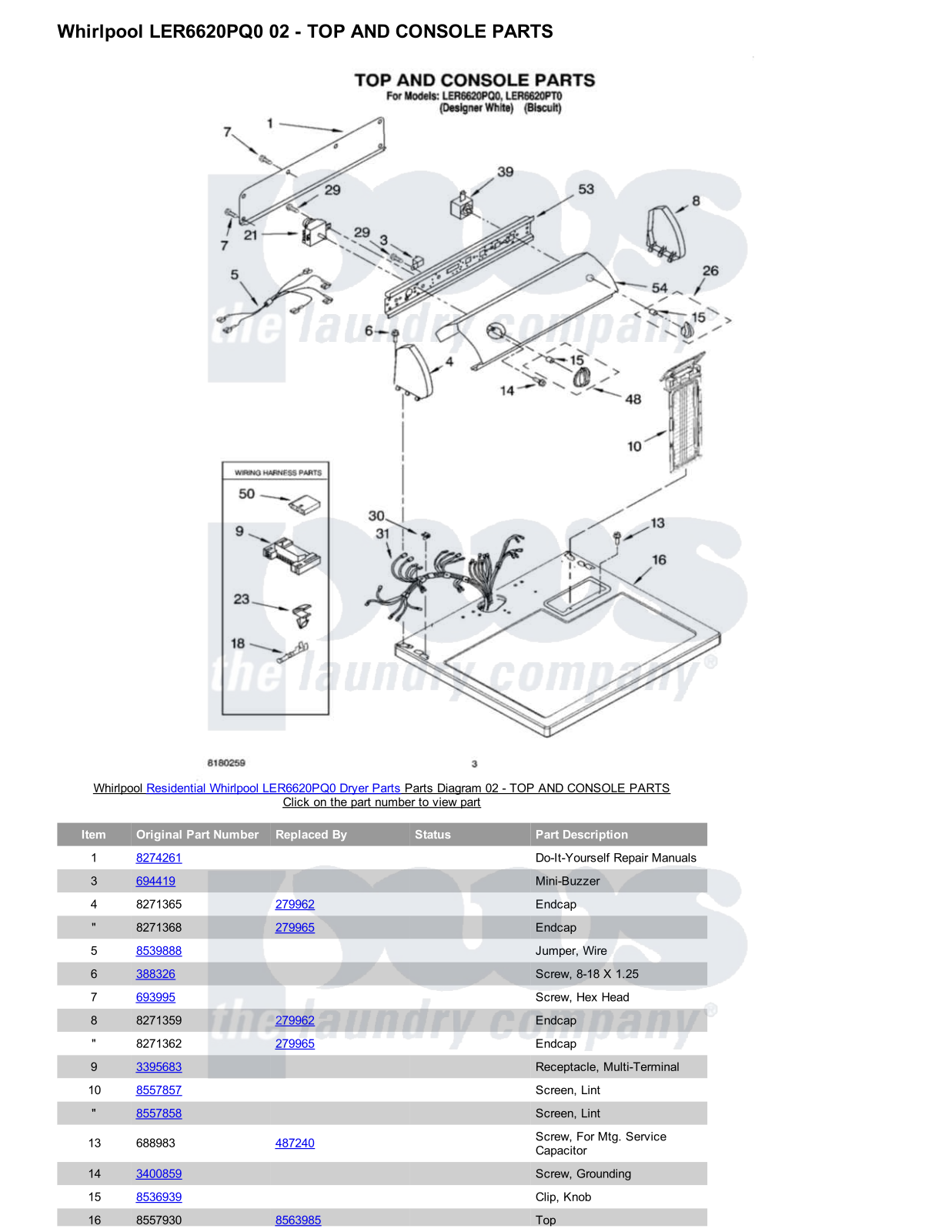 Whirlpool LER6620PQ0 Parts Diagram