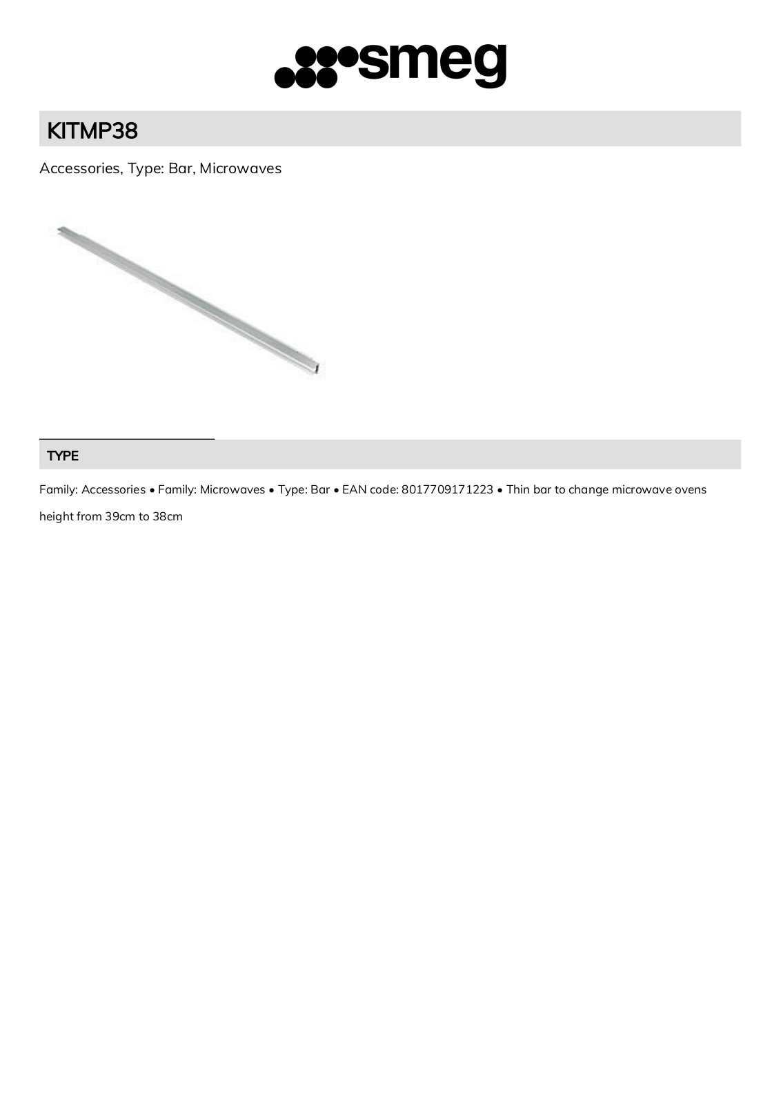 Smeg KITMP38 Technical sheet