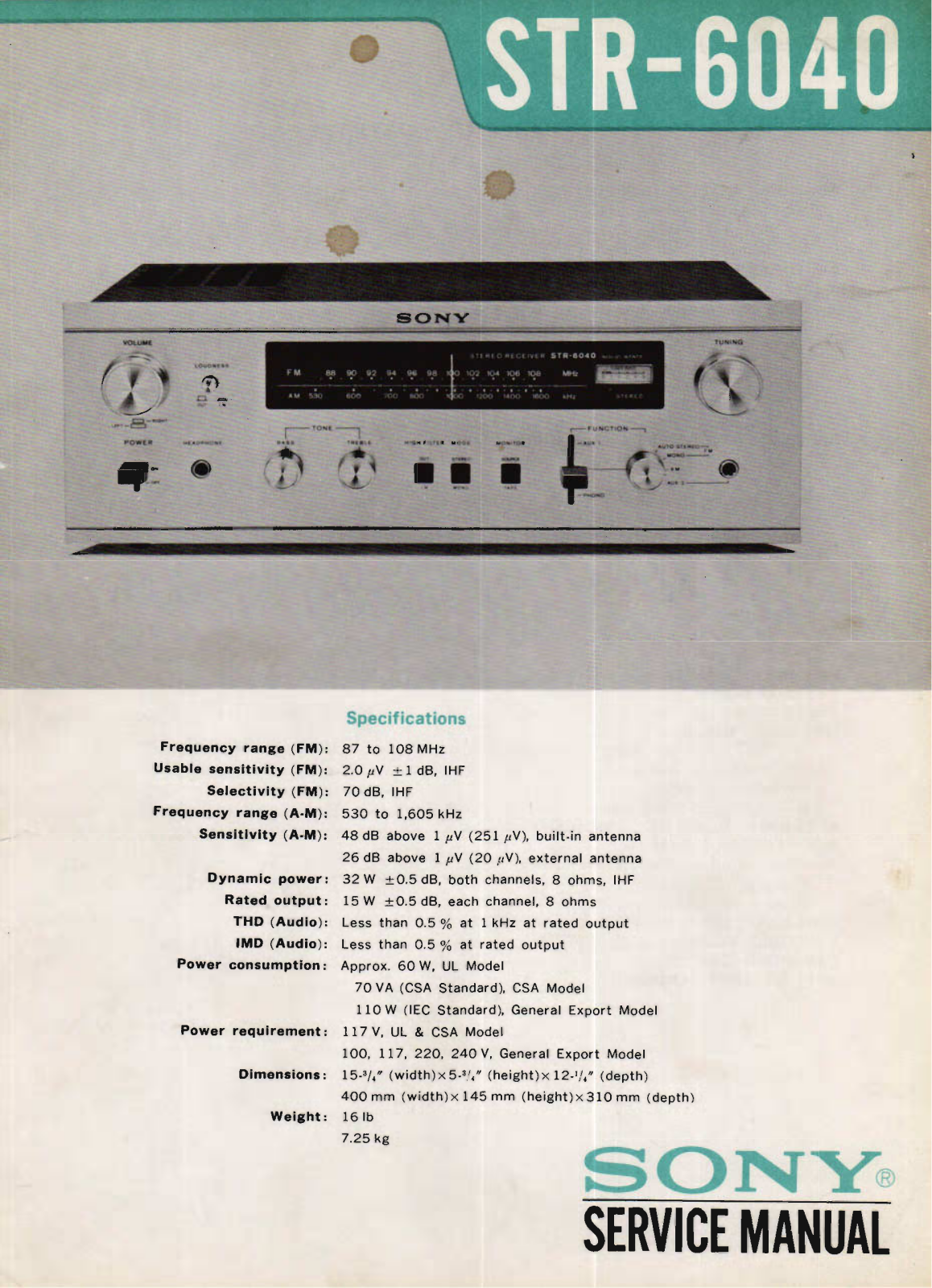 Sony STR-6040 Service Manual