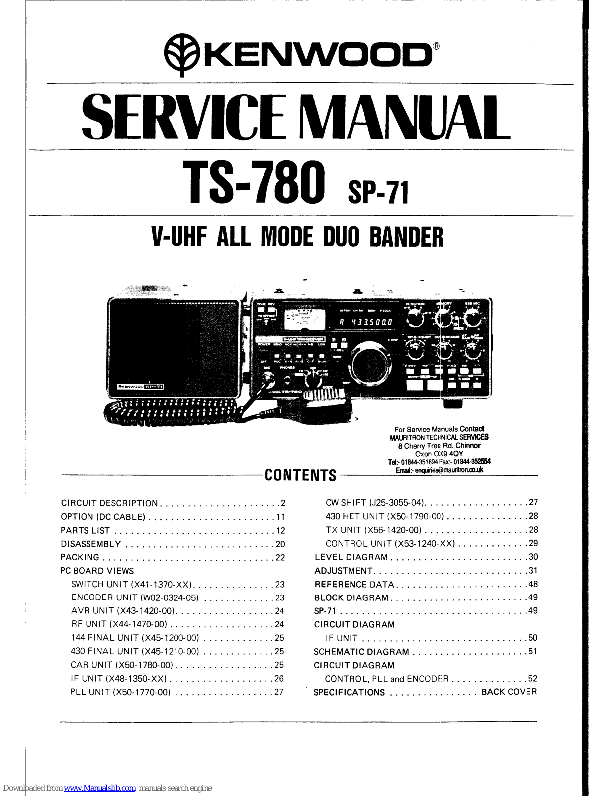 Kenwood TS-780, SP-71 Service Manual