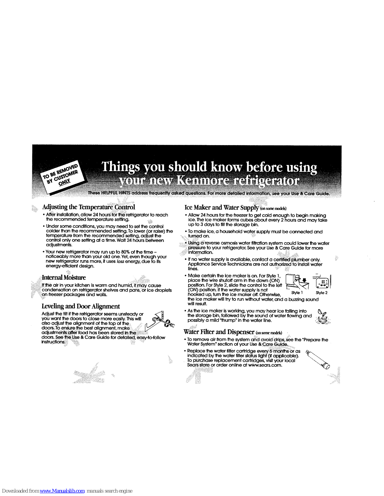 Kenmore 10657443700, 10655132700, 10657713700, 10657794700, 10658969700 Overview - ManualMachine.com