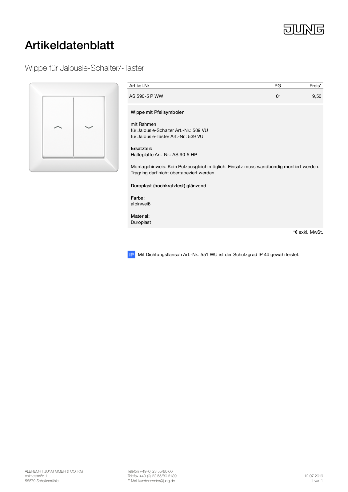 Jung AS 590-5 P WW User Manual