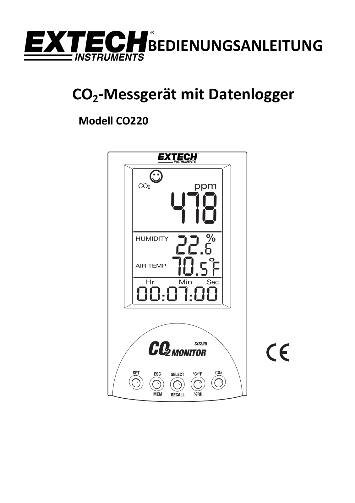 Extech CO220 User guide