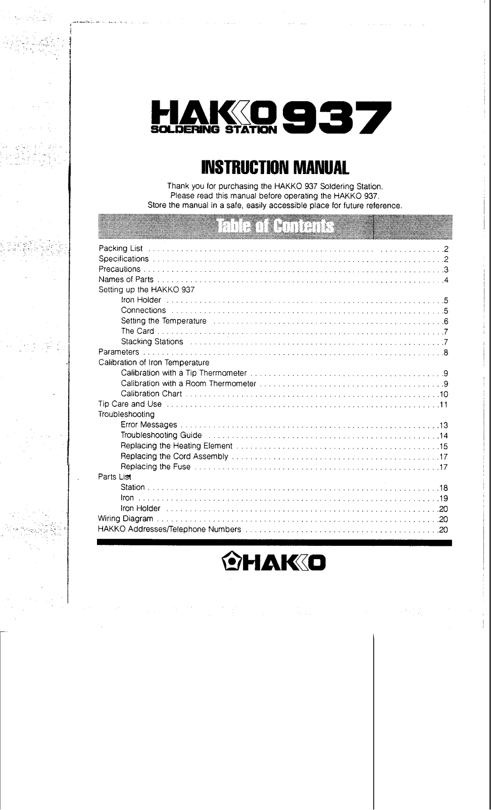 Hakko 937 User Manual