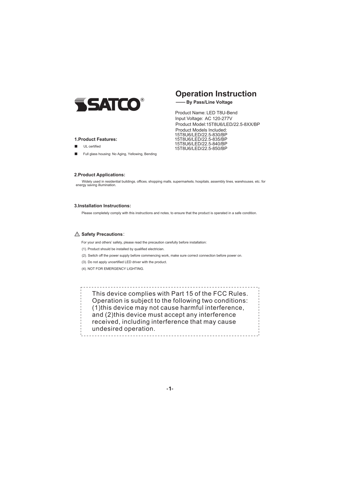 Satco KLR1494 Installation & Assembly - ManualMachine.com