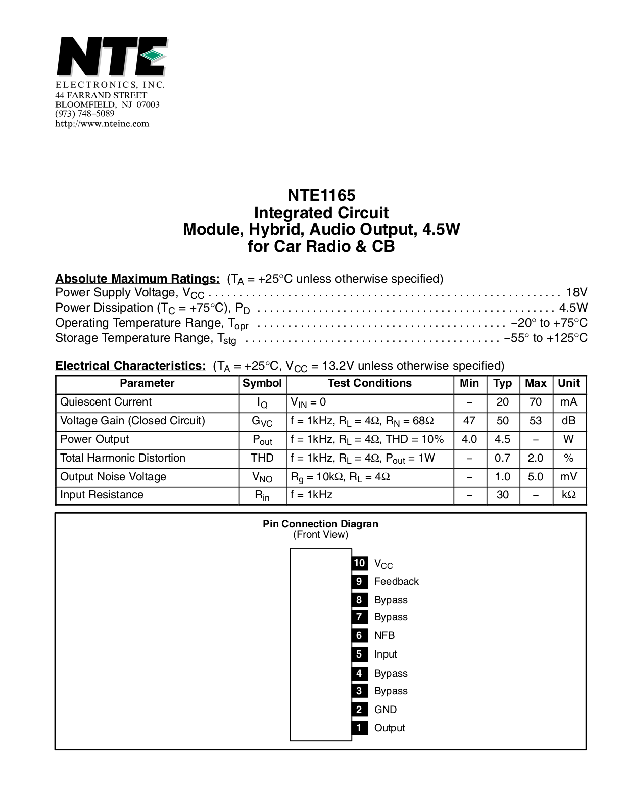Datasheet ECG1165 Specification - ManualMachine.com