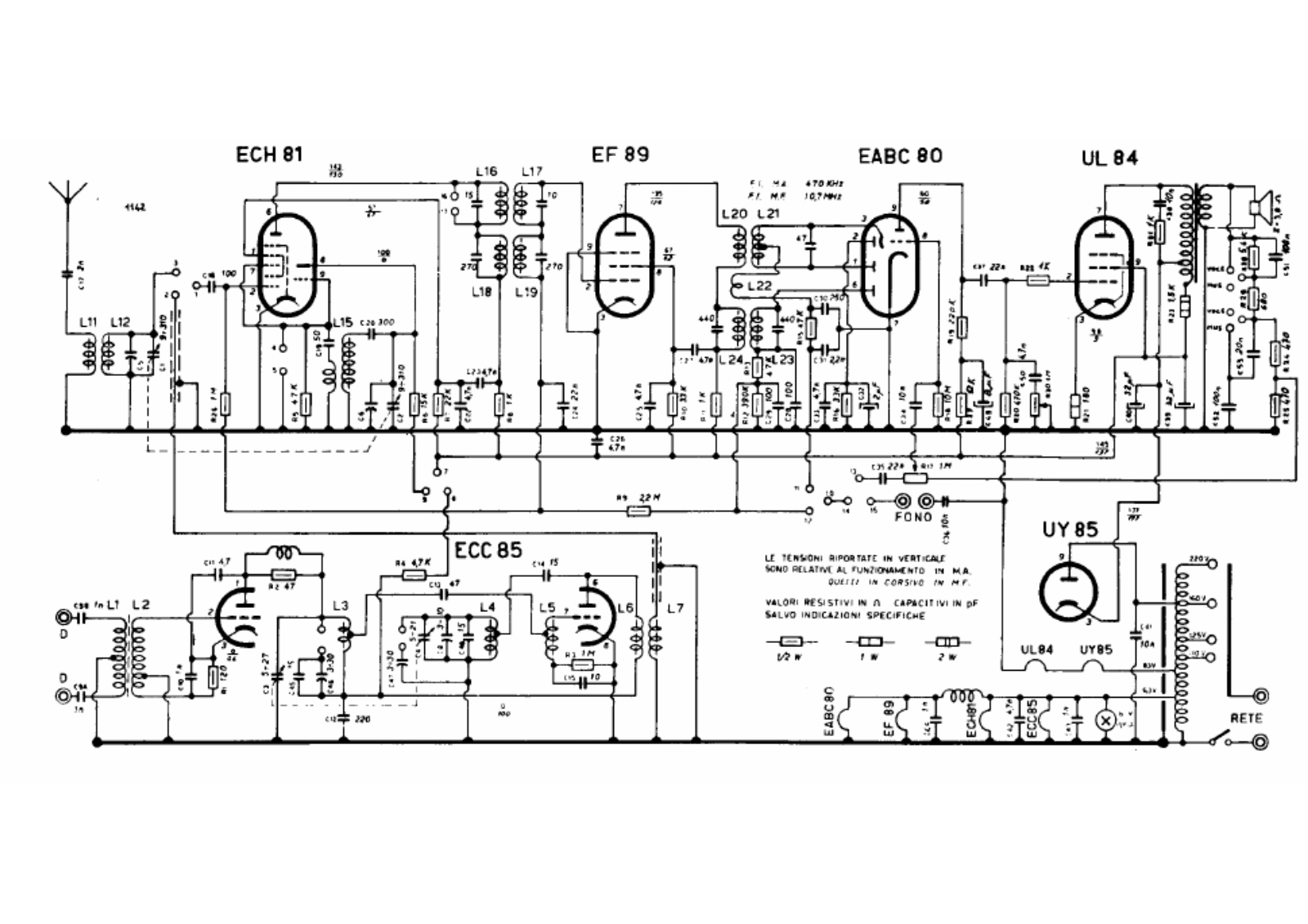 Watt Radio fonetto 718 schematic