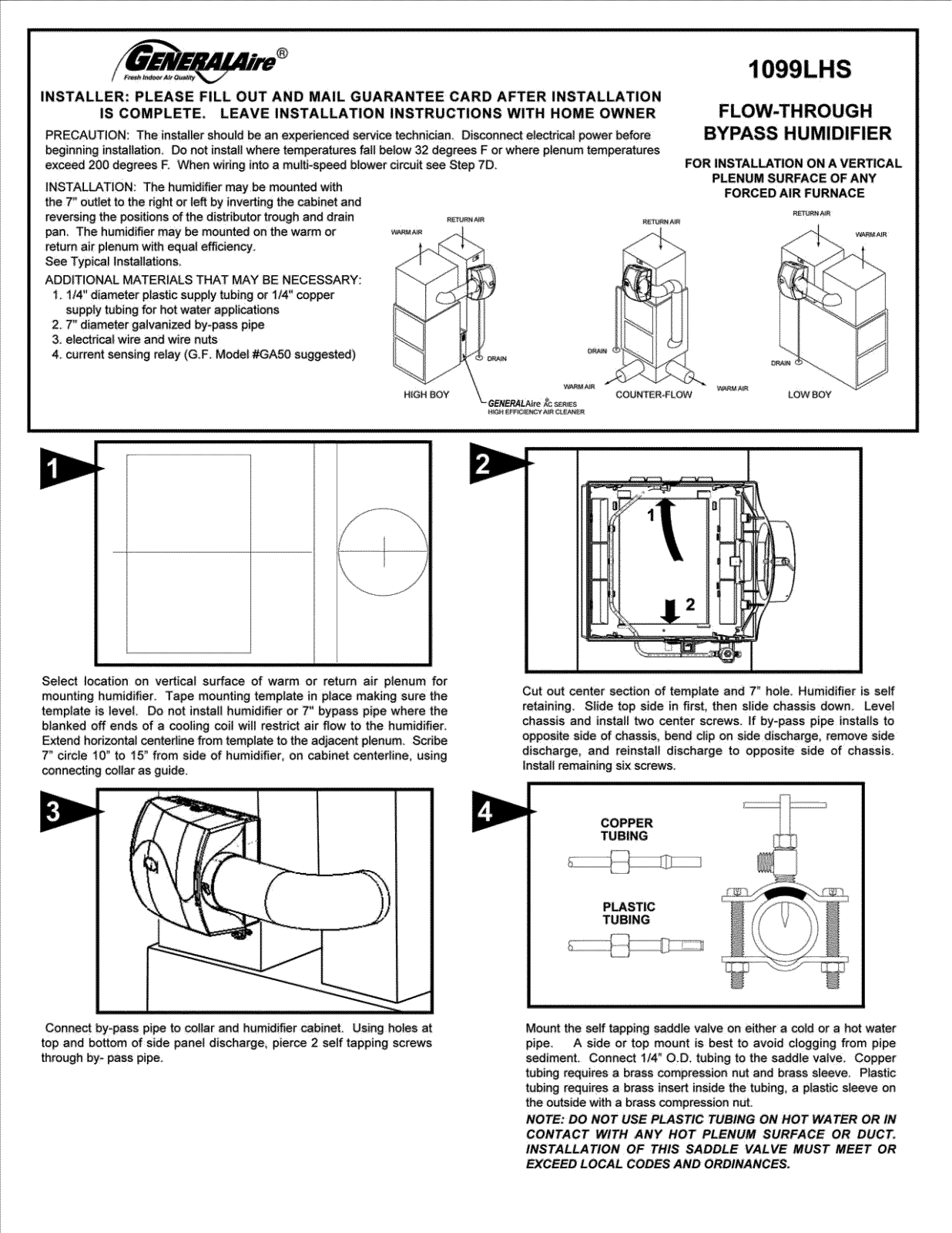 GeneralAire 1099LHS Installation Guide - ManualMachine.com
