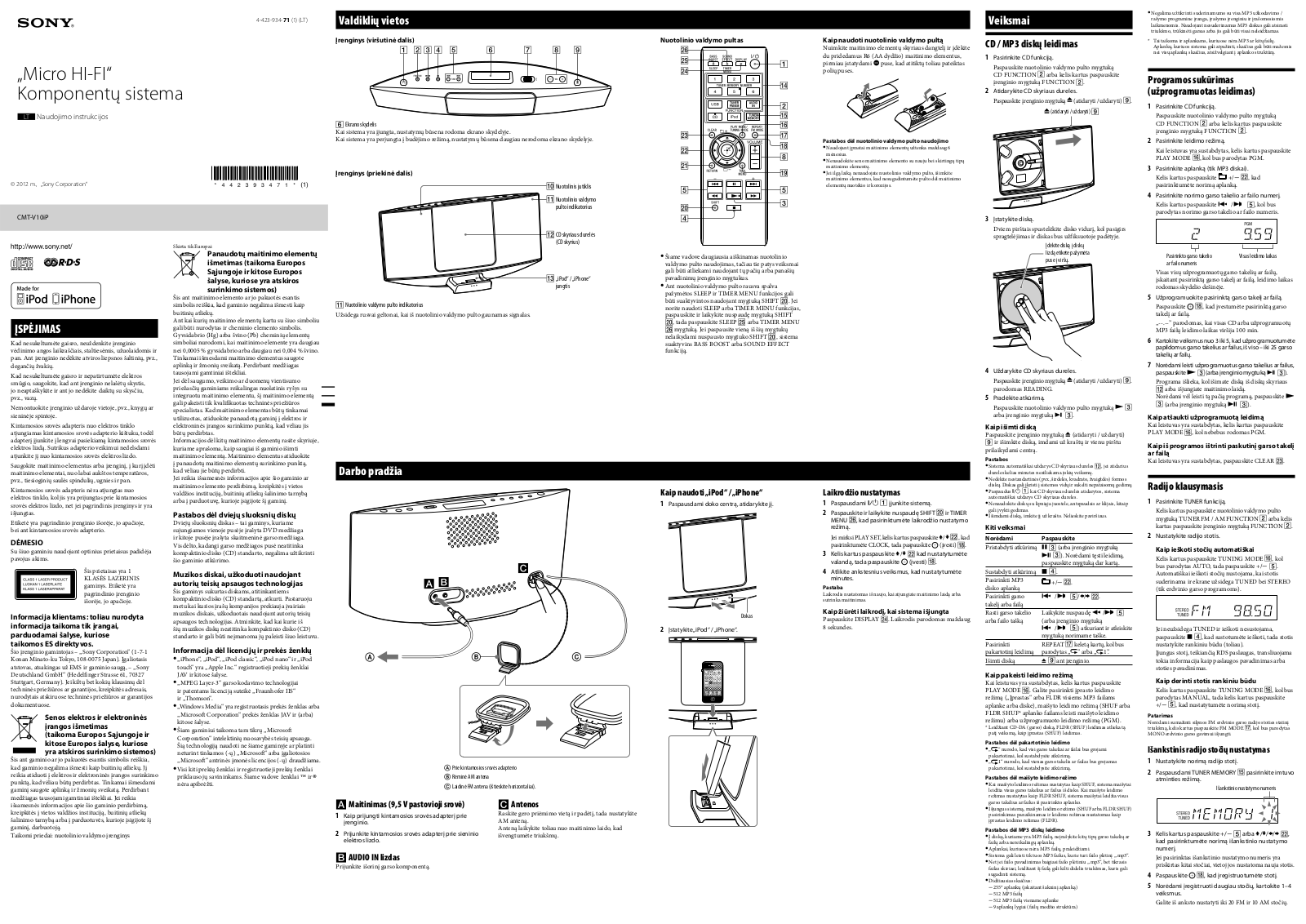 Sony CMT-V10iP User Manual