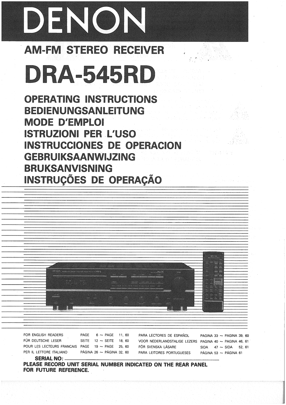 Denon DRA-545RD Manual