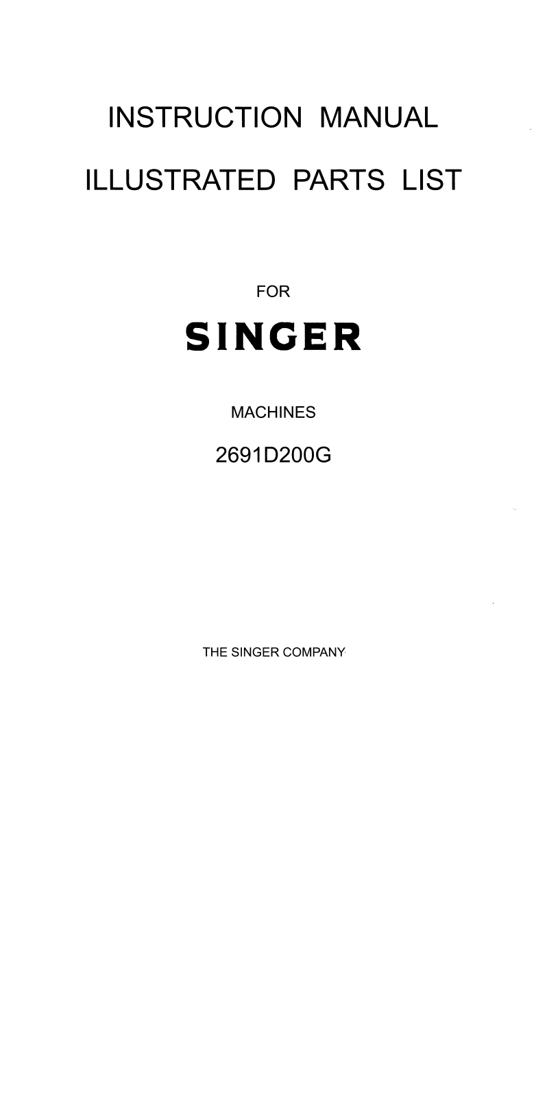 Singer 2691D200G User Manual