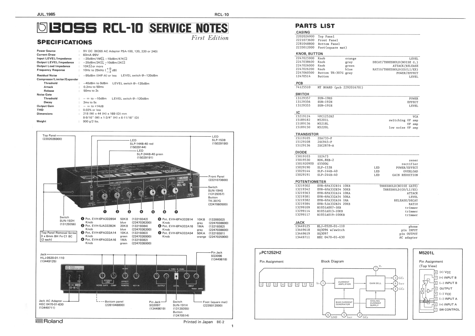 BOSS RCL-10 Service Manual