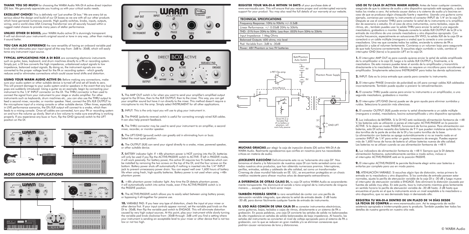 Warm Audio WA-DI-A Data Sheet