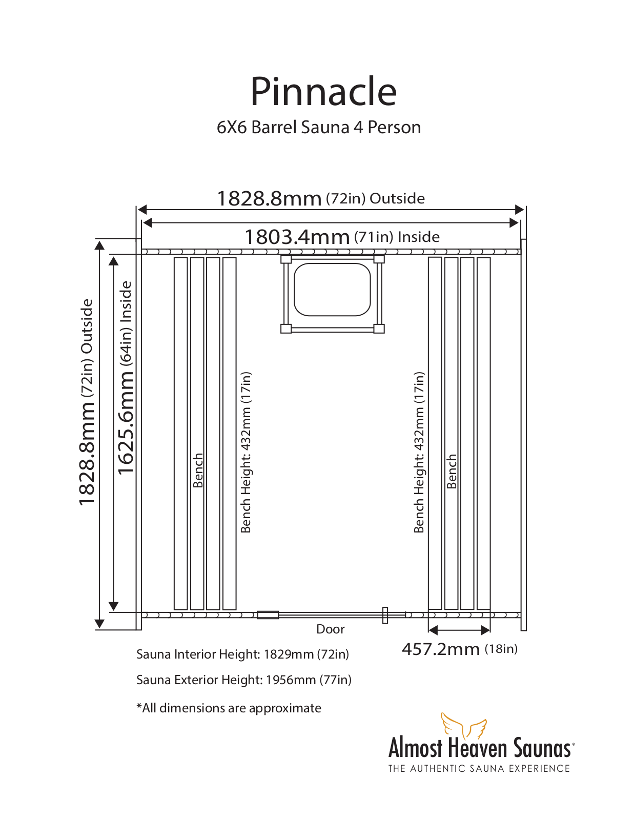 Almost Heaven AHBRL66RU Technical Drawing - ManualMachine.com