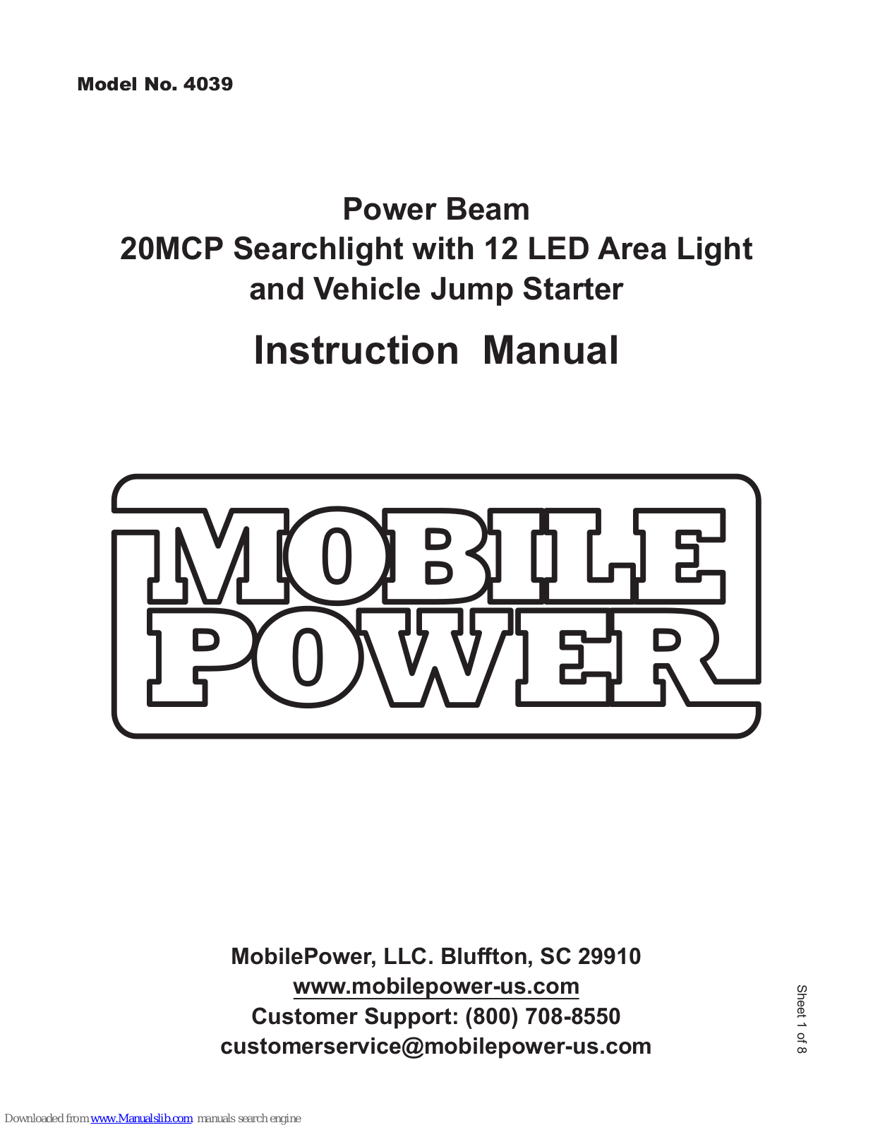 Mobile Power 4039 Instruction Manual - ManualMachine.com