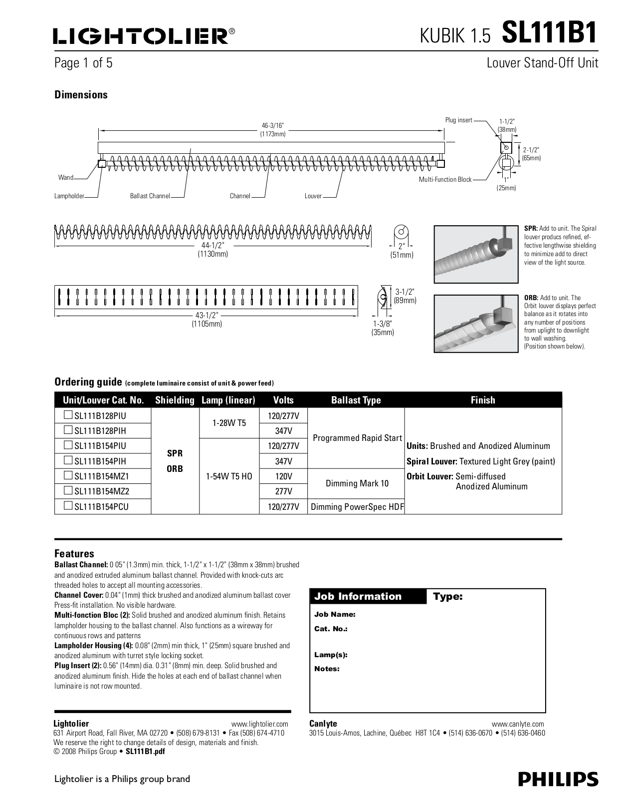 Lightolier SL111B1 User Manual