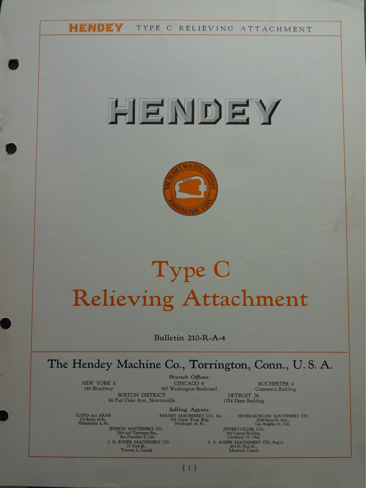 Hendey Machine Hendey Type C Relieving Attachment Brochure Brochure - ManualMachine.com