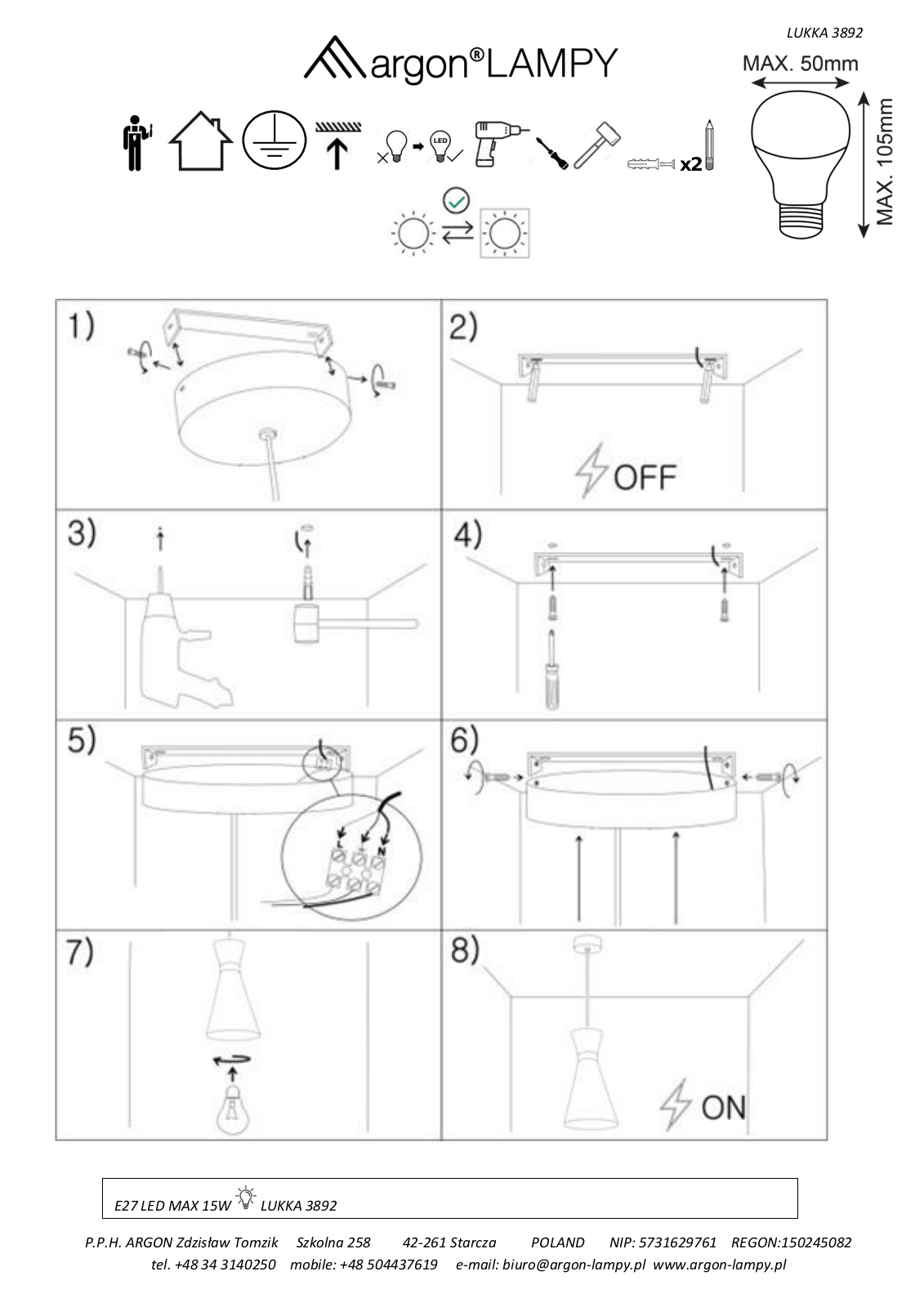 Argon Lukka 3892 Installation/Assembly Instructions - ManualMachine.com