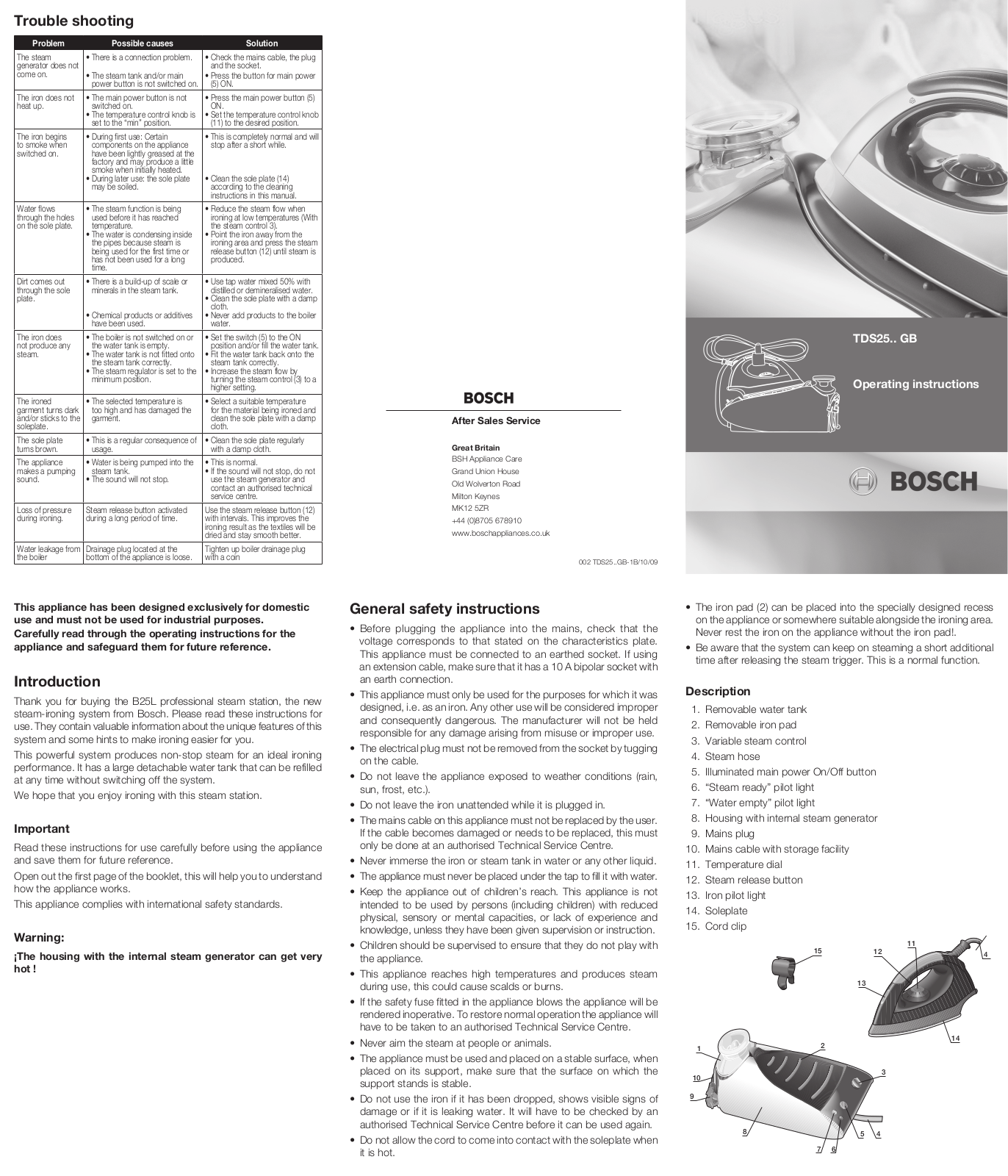 BOSCH TDS2569 User Manual