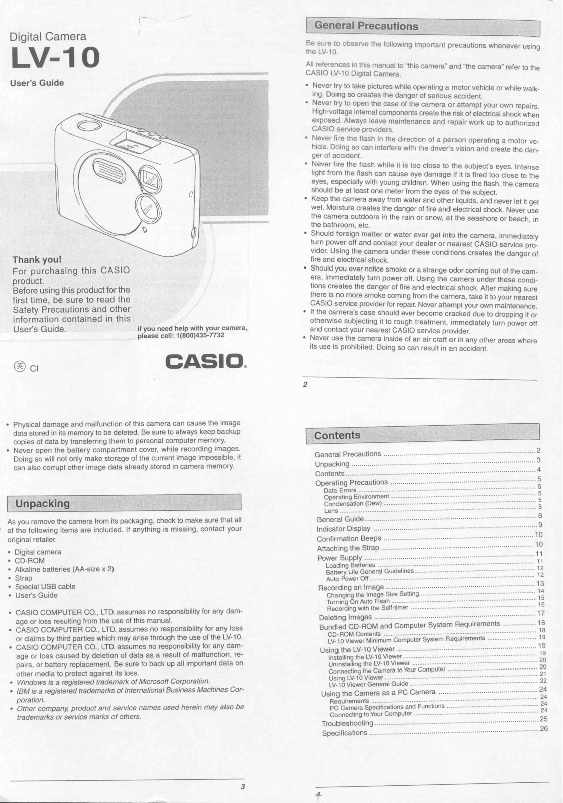 Casio LV-10 User Manual