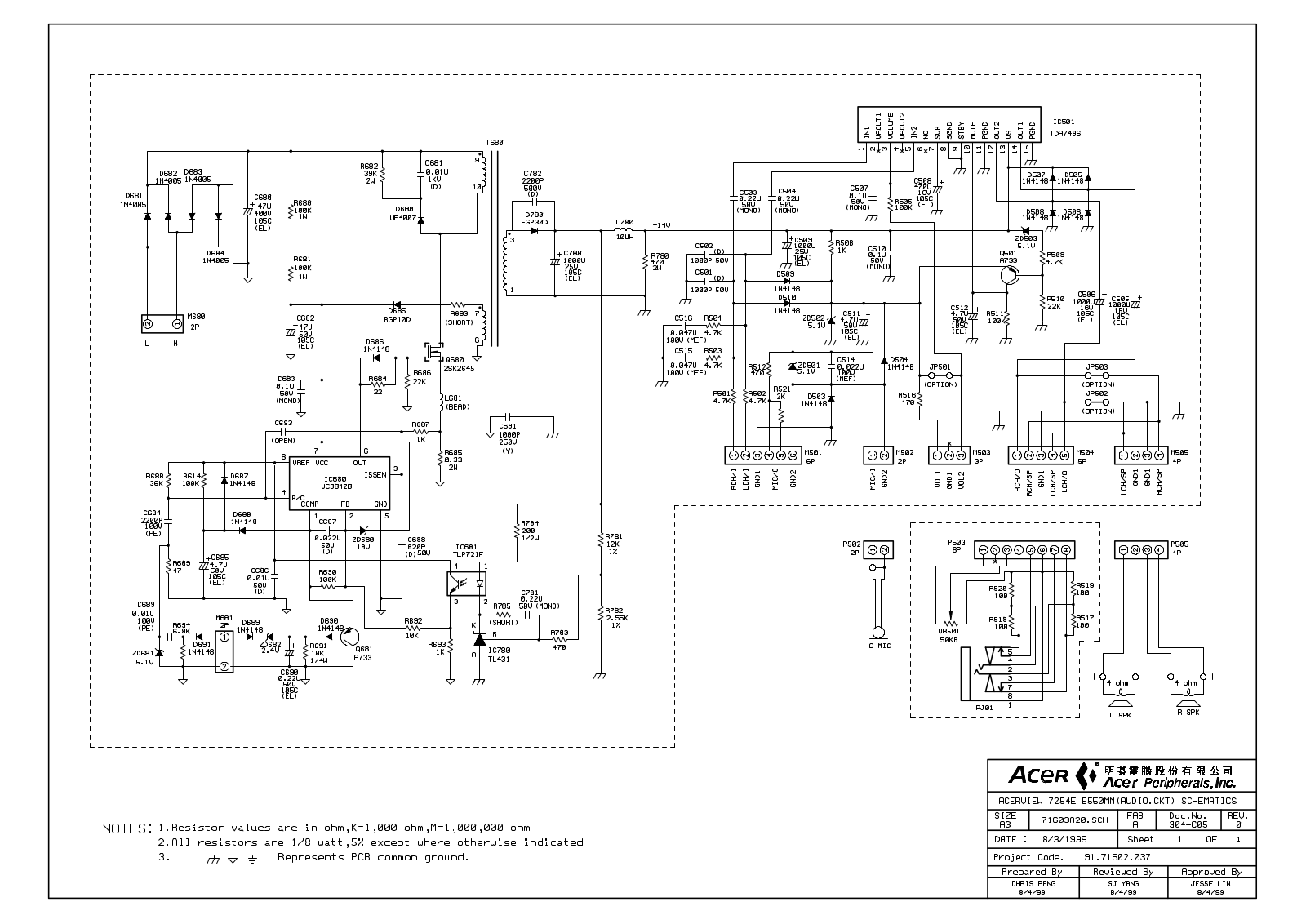 Acer 7254E, D2825 Schematics