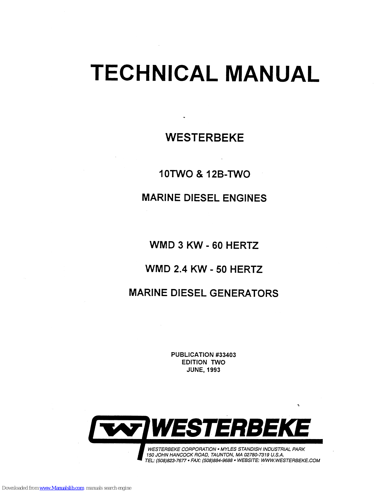Westerbeke 10TWO, 12B-TWO Technical Manual - ManualMachine.com