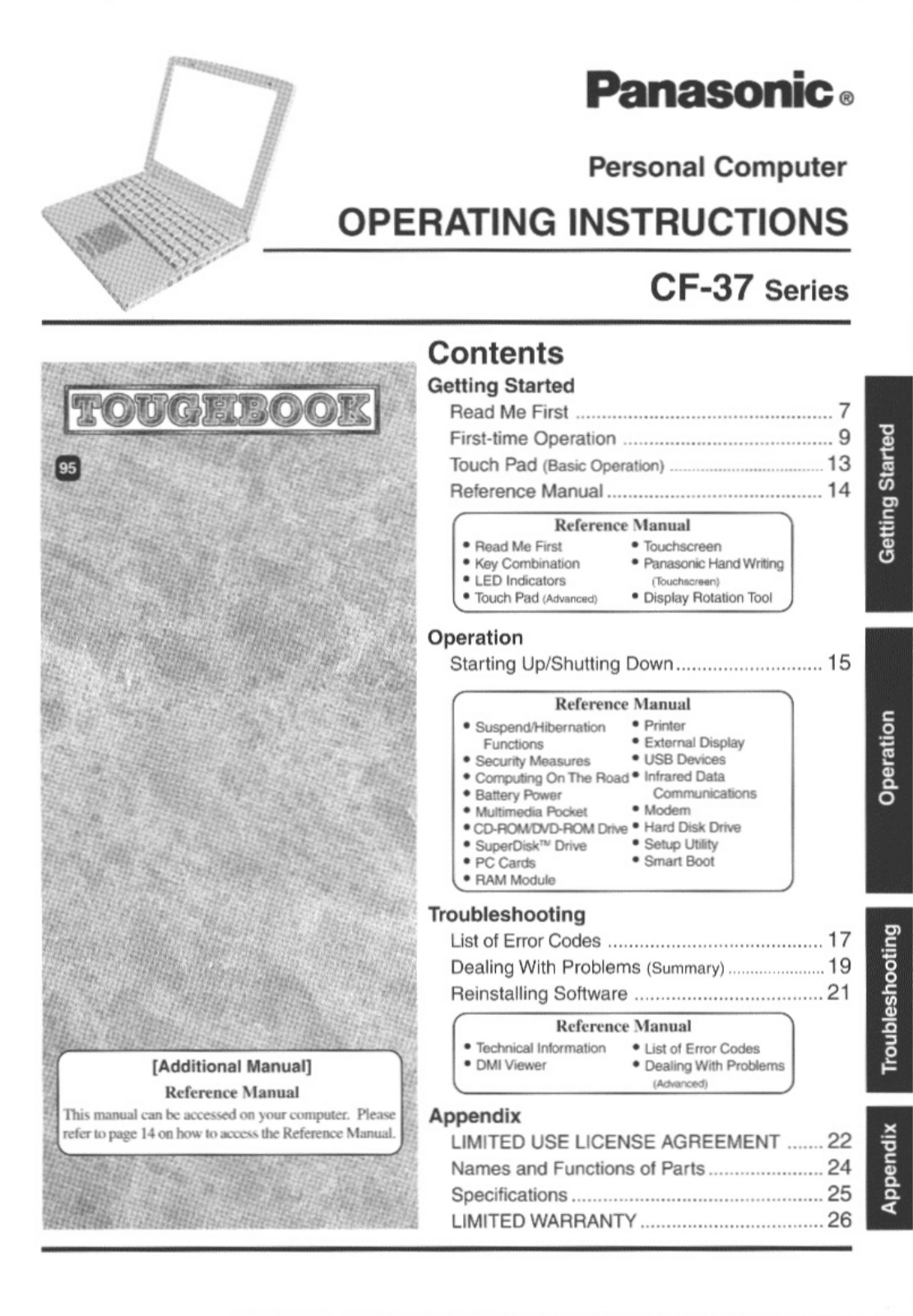 Panasonic cf-37vb62aam Operation Manual