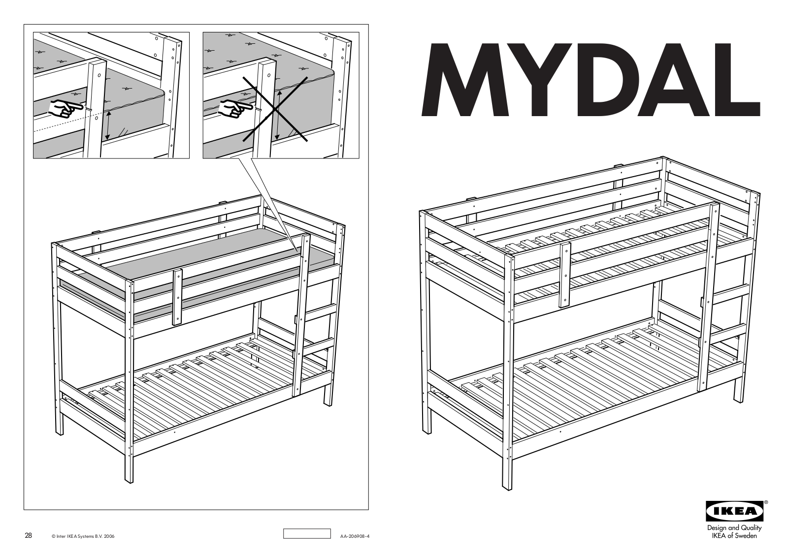 IKEA MYDAL BUNK BED FRAME TWIN Assembly Instruction