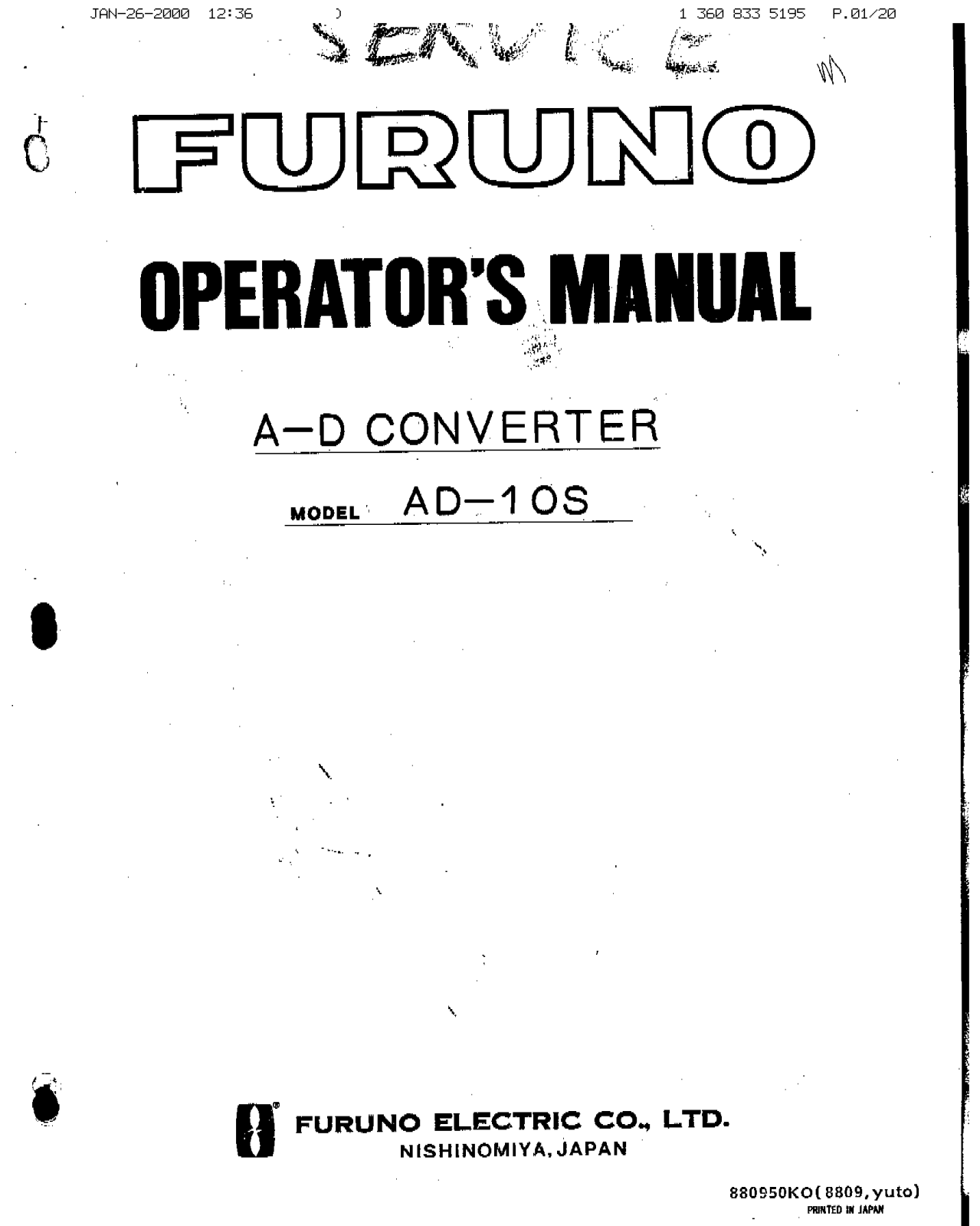 Furuno AD-10S User Manual