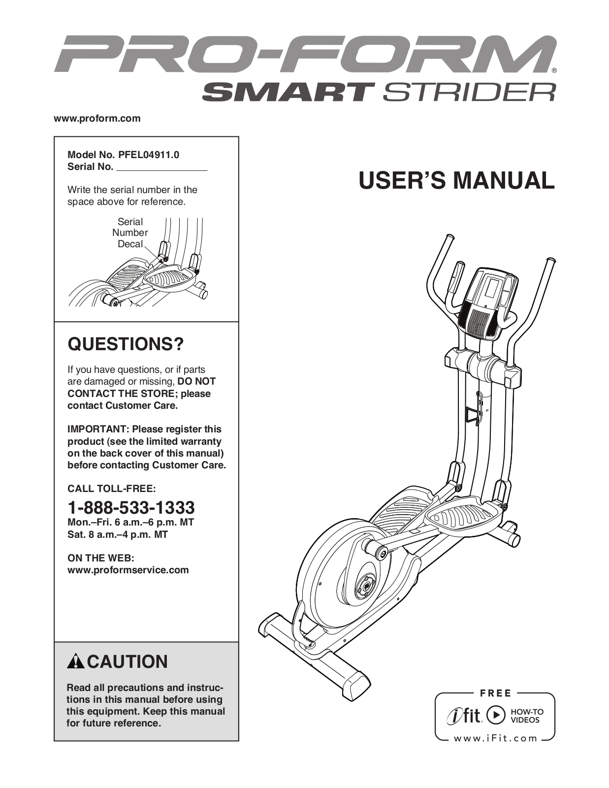 ProForm PFEL049110, SMART STRIDER User Manual