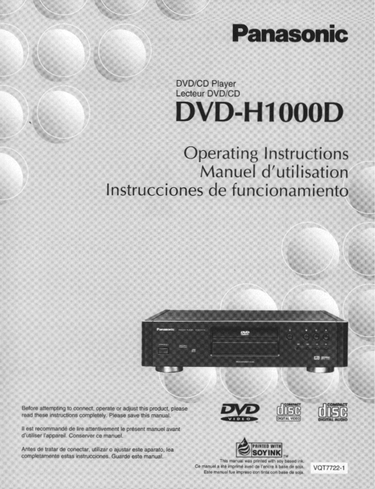 Panasonic DVD-H1000D Operating Instruction