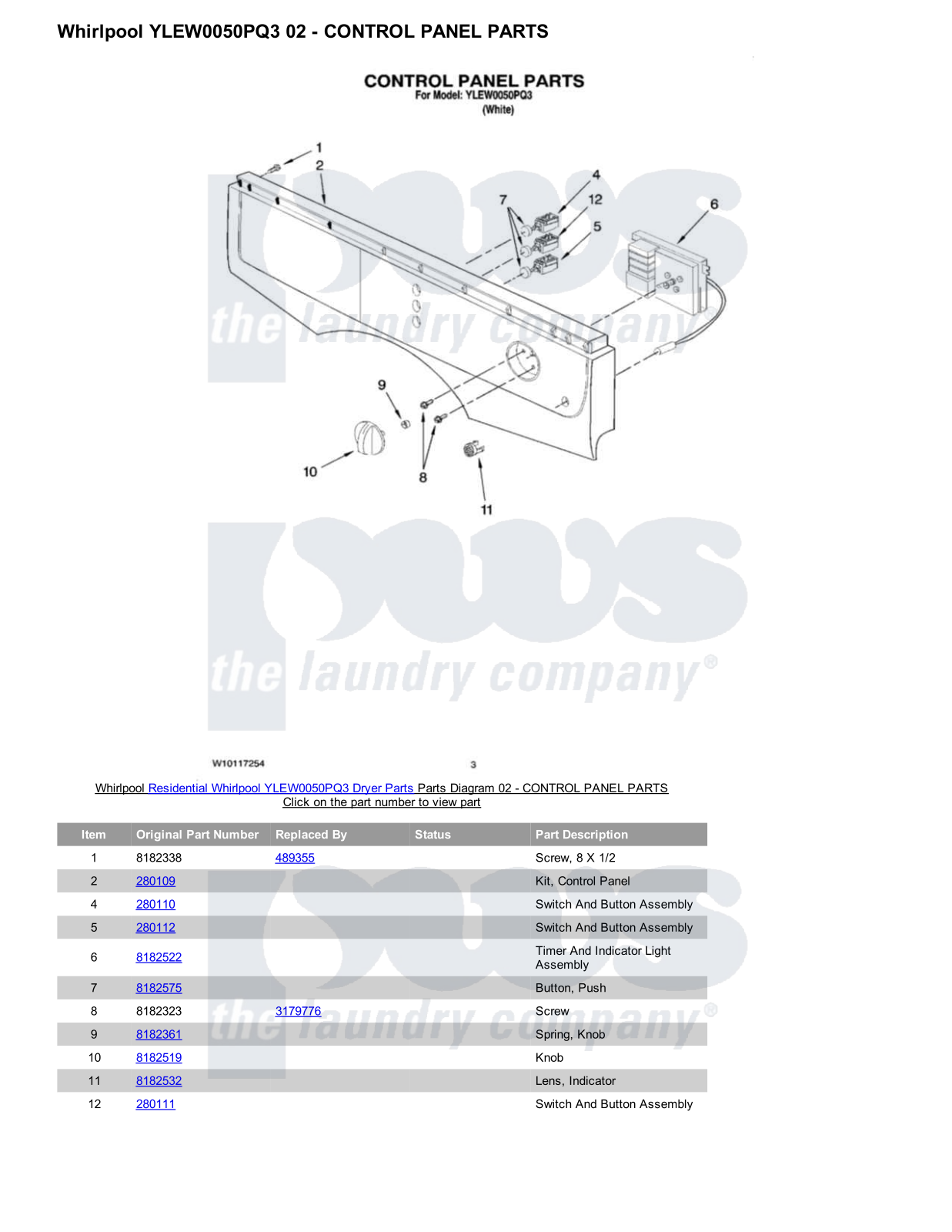 Whirlpool YLEW0050PQ3 Parts Diagram