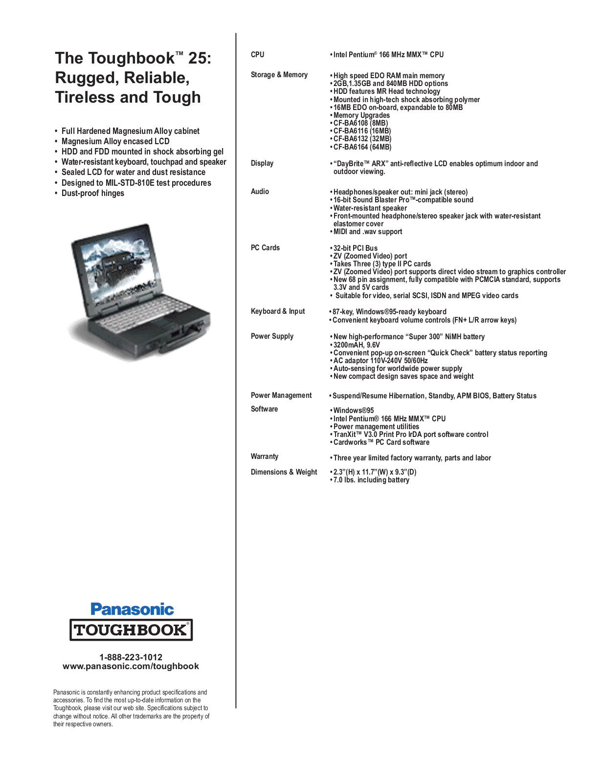 Panasonic Toughbook 25 User Manual