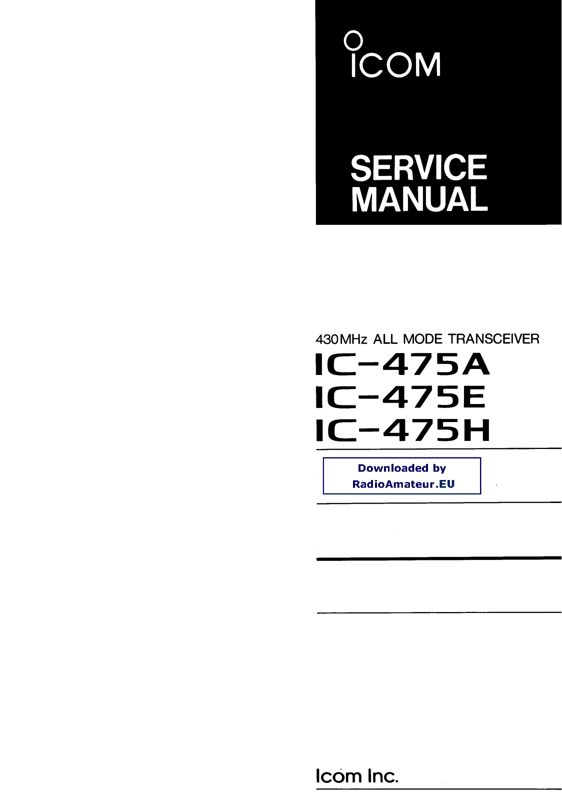 Icom IC475 User Manual