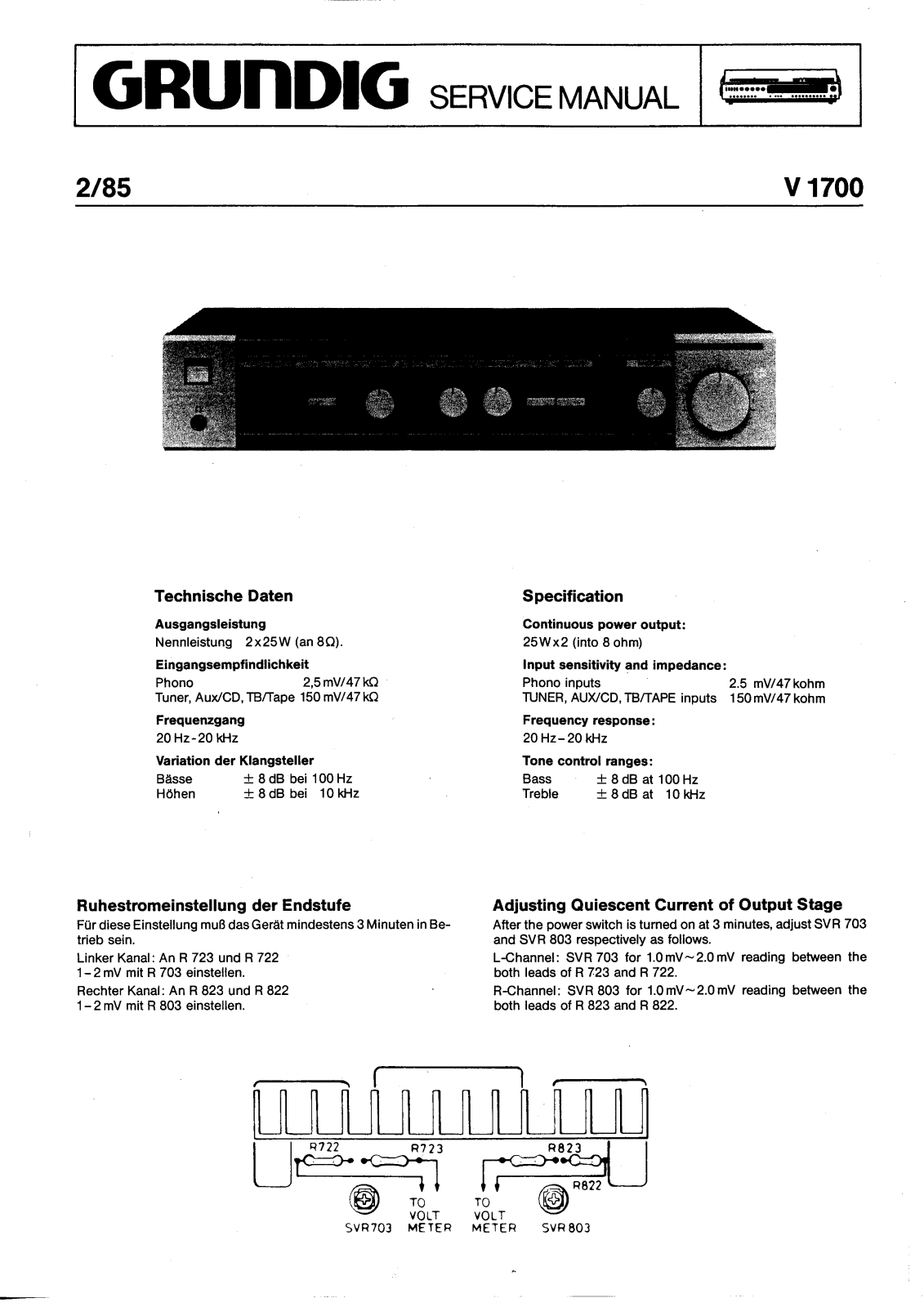 Grundig V-1700 Service Manual