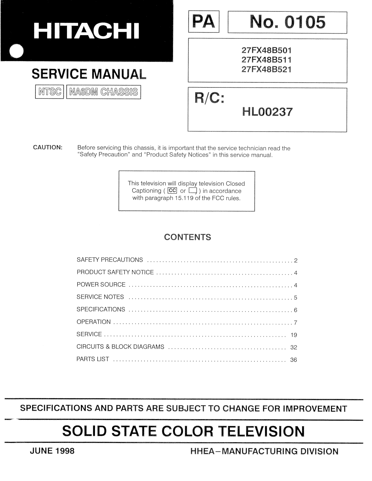 Hitachi pa0105 schematic